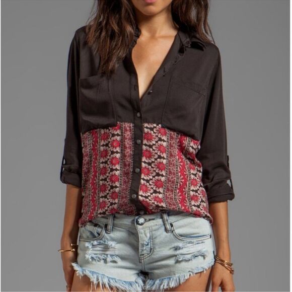 Free People Welcome To The Jungle Button Down Top - Picture 1 of 12